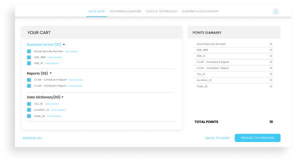Data Marketplace Screen
